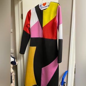 Vintage midi colour block dress
